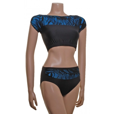 POLE DYNAMIX BLACK MERYL/KINGFISHER LYCRA OVERLAID WITH CONTOUR LACE title=