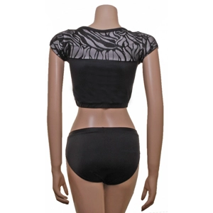 POLE DYNAMIX BLACK MERYL/SILVER LYCRA OVERLAID WITH CONTOUR LACE