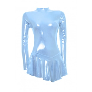 Light Blue Shine Long Sleeves Skating Dress (S107f)