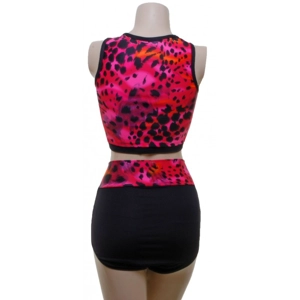 POLE DYNAMIX Pink Snowcat Set Crop Top & Nix