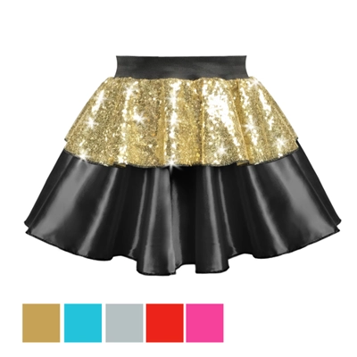 Sequin & Black Satin Layer Skirt title=