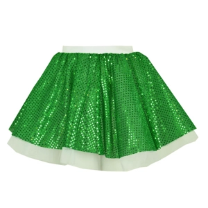 Green Sequin & White Skirt
