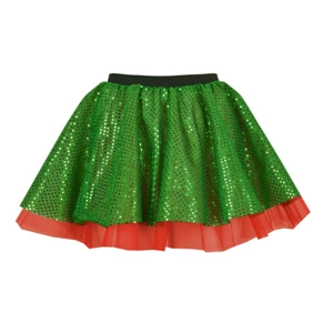 Green Sequin & Red Net Skirt