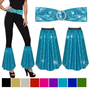 Sequin Flared Trousers Bottoms & Belt