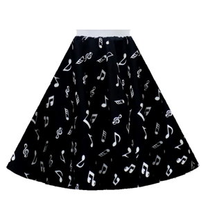 Black Music Note Rock and Roll Skirt
