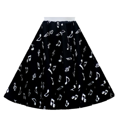 Black Music Note Rock and Roll Skirt title=