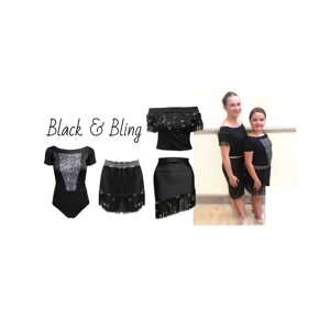 Black Asymmetric Fringe Latin Skirt