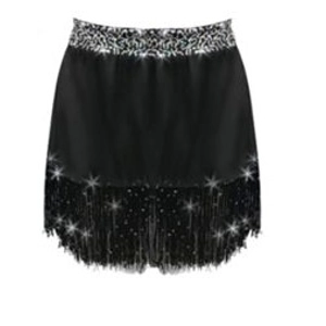 Black Sparkle Fringe Latin Skirt