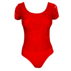 Short Sleeve Lace Leotard