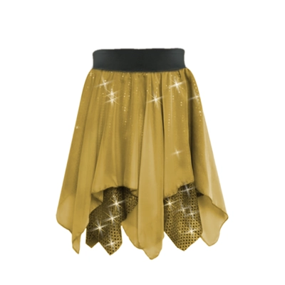 Gold Sequin & Chiffon Lyrical Skirt title=