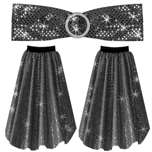 Sequin Flared Trousers Bottoms & Belt