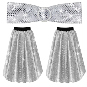 Sequin Flared Trousers Bottoms & Belt