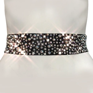 Black Belt embellished with crystal AB rhinestones