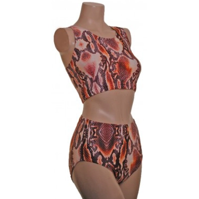 POLE DYNAMIX BROWN SNAKE SET MUSCLE BACK CROPTOP/HIGH WAIST NIX title=