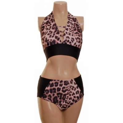 POLE DYNAMIX CLOUDED LEOPARD CROPTOP AND NIX HALTER NECK SET title=