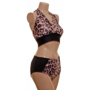 POLE DYNAMIX CLOUDED LEOPARD CROPTOP AND NIX HALTER NECK SET
