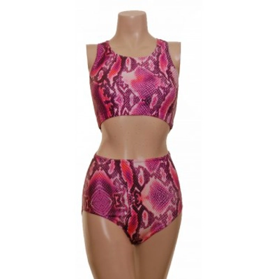 POLE DYNAMIX PINK SNAKE SET MUSCLE BACK CROPTOP/HIGH WAIST NIX title=