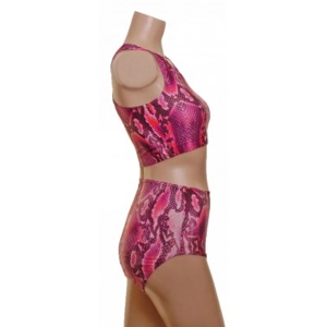 POLE DYNAMIX PINK SNAKE SET MUSCLE BACK CROPTOP/HIGH WAIST NIX