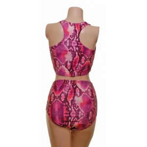 POLE DYNAMIX PINK SNAKE SET MUSCLE BACK CROPTOP/HIGH WAIST NIX