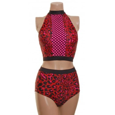 POLE DYNAMIX RED LEOPARD PRINT LINED SET title=
