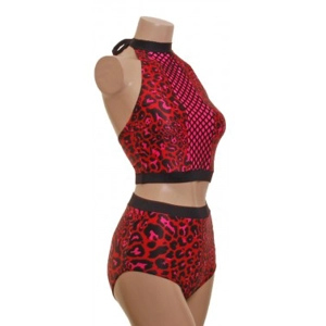 POLE DYNAMIX RED LEOPARD PRINT LINED SET