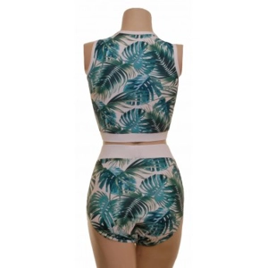 POLE DYNAMIX TROPICAL GREEN LEAF SET Crop Top Top & Nix
