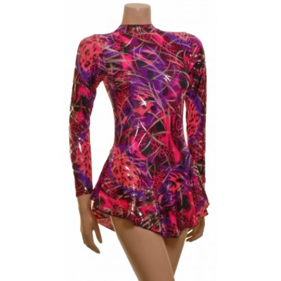 Purple/Pink Long Sleeves Skating Dress (S107d) title=