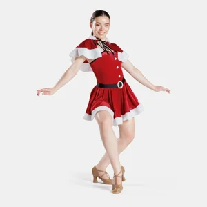 1st Position Christmas Dress with Shawl Red