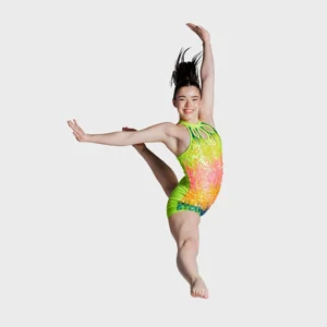 Ombre Sequin Biketard with Cut-out Detail Neon Multi