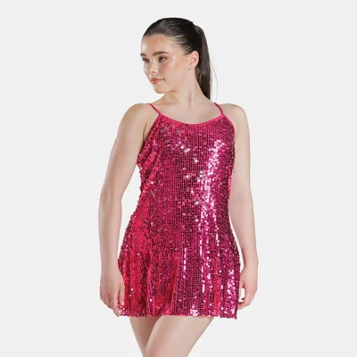 Sequin Dress with Keyhole Back Hot Pink title=