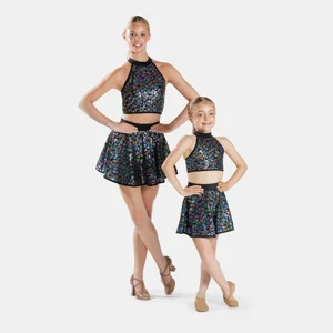Skater Skirt with Matching Halterneck Crop Top Multi