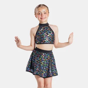 Skater Skirt with Matching Halterneck Crop Top Multi