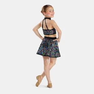 Skater Skirt with Matching Halterneck Crop Top Multi