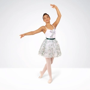 Floral Embroidered Ballet Dress with Matching Bodice Appliqué Floral Embroidered Ballet Dress with Matching Bodice Appliqué