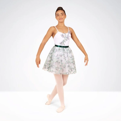 Floral Embroidered Ballet Dress with Matching Bodice Appliqué title=