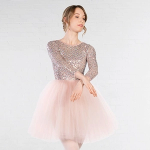 Sequin Long Sleeved Low Back Ballet Dress