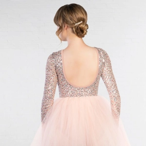 Sequin Long Sleeved Low Back Ballet Dress