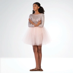 Sequin Long Sleeved Low Back Ballet Dress