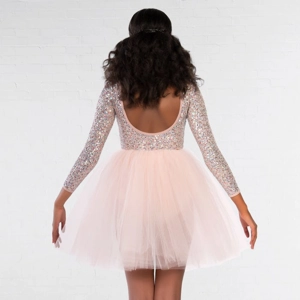 Sequin Long Sleeved Low Back Ballet Dress