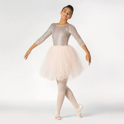 Sequin Long Sleeved Low Back Ballet Dress title=