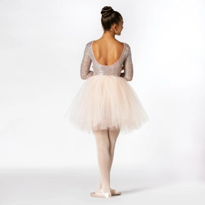 Sequin Long Sleeved Low Back Ballet Dress