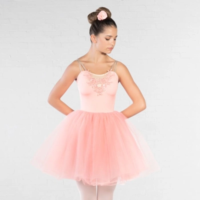 Floral and Sequin Appliqué Shimmer Net Tutu title=