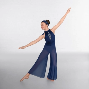 Sequin Lace Insert Culottes Jumpsuit