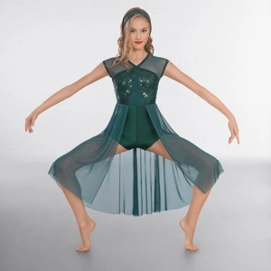 Sequin Lyrical Unitard with Open Front Skirt