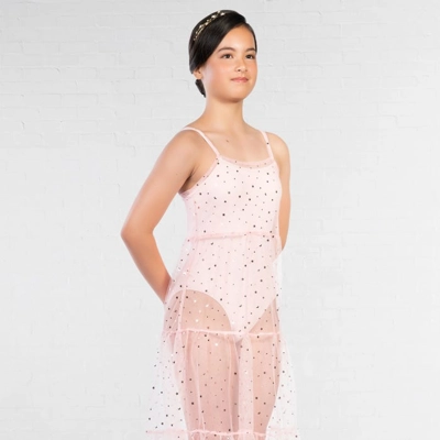 Tiered Sheer and Metallic Star Lyrical Dress title=