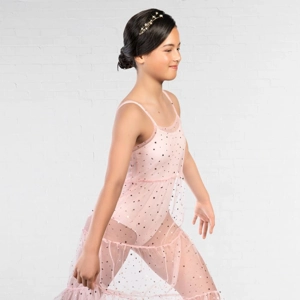 Tiered Sheer and Metallic Star Lyrical Dress