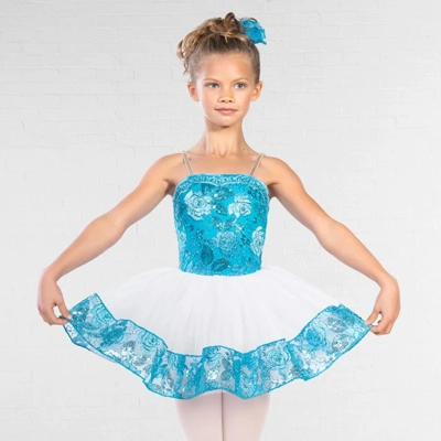 Sequin Lace Bodice with Matching Trim Tutu Skirt title=