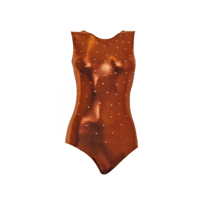 Crystal Copper Sleeveless Gymnastic Leotard (051c) title=