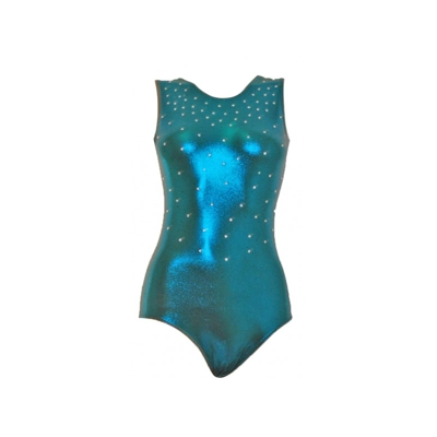 Crystal Petrol Sleeveless Gymnastic Leotard (051a) title=