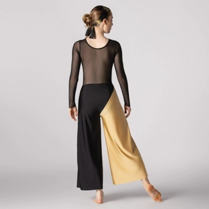 Diagonal Panelled Catsuit with Mesh Sleeves and Back Diagonal Panelled Catsuit with Mesh Sleeves and Back